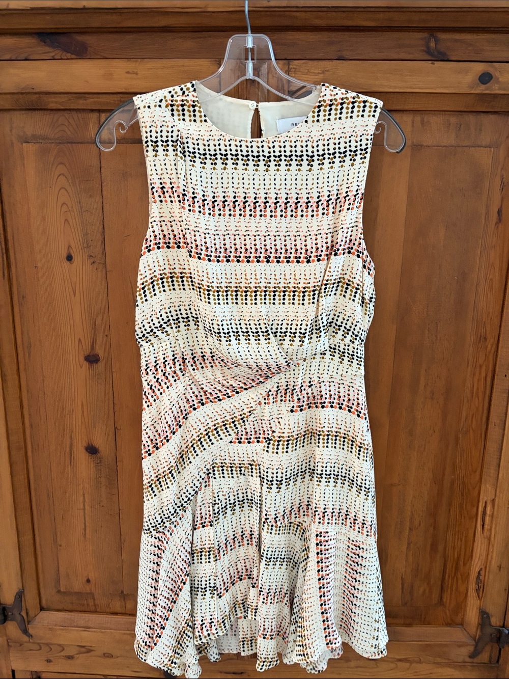 Reiss Sleeveless Textured Mini Dress in Cream, Black and Blush